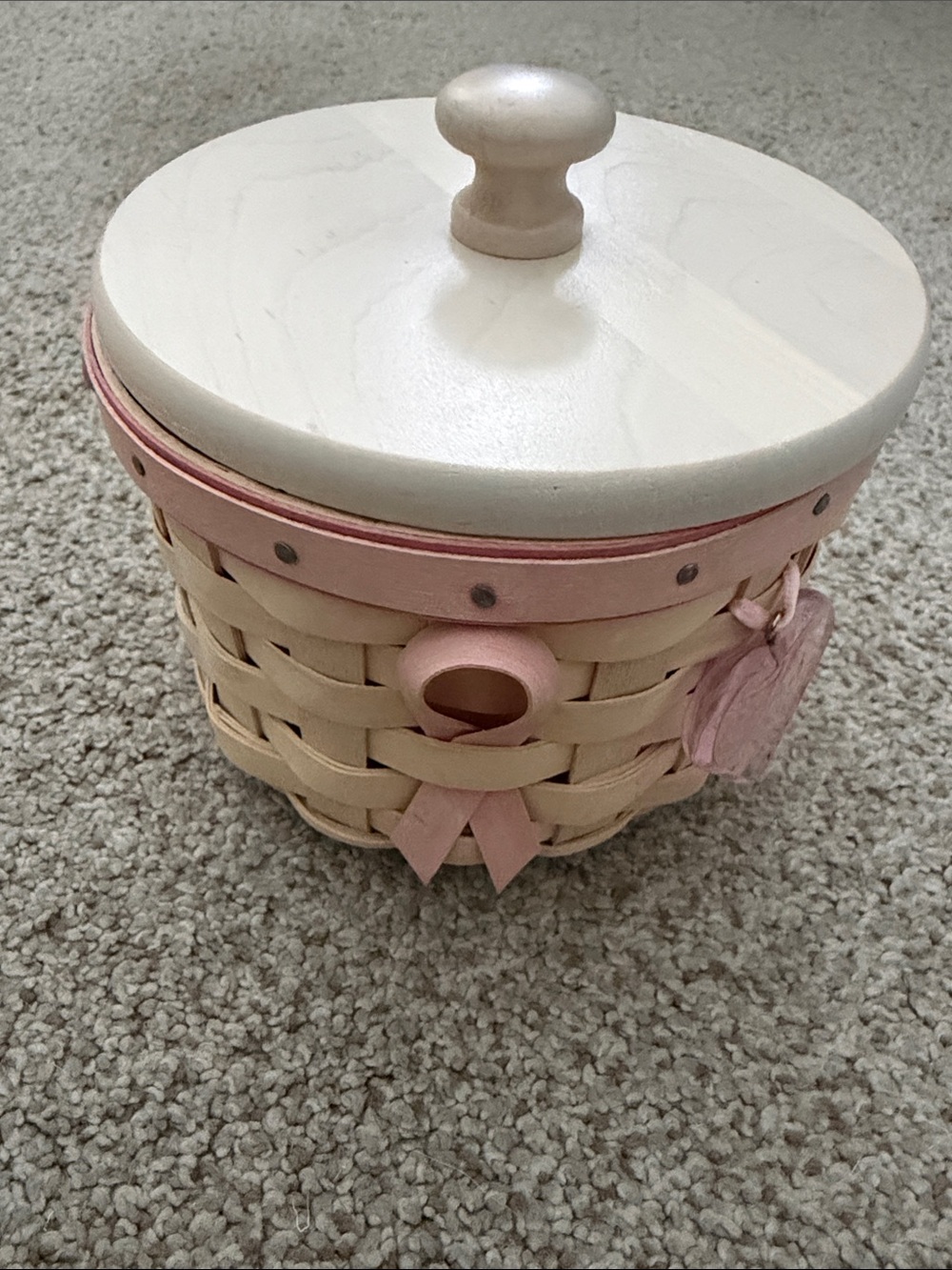 Longaberger 2006 Handwoven Decorative Basket with Pink Breast Cancer Accents